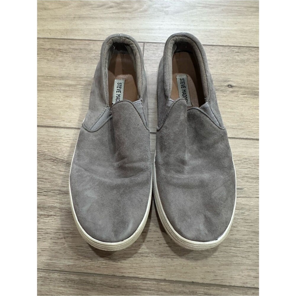 Steve Madden Women’s Slip-On Suede Loafers in Gray Taupe